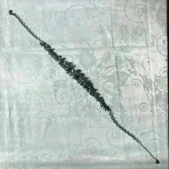 Gray Silver Colored Adjustable Beaded Necklace 25” length - Picture 6 of 7